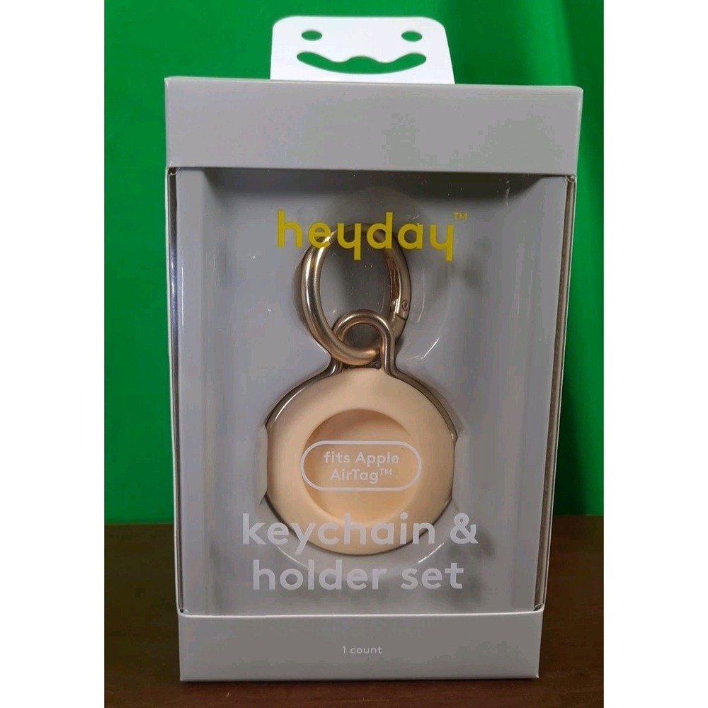 NIB Heyday Silicone Apple Airtag Holder & Keychain - Mist Yellow - Mfg Sealed